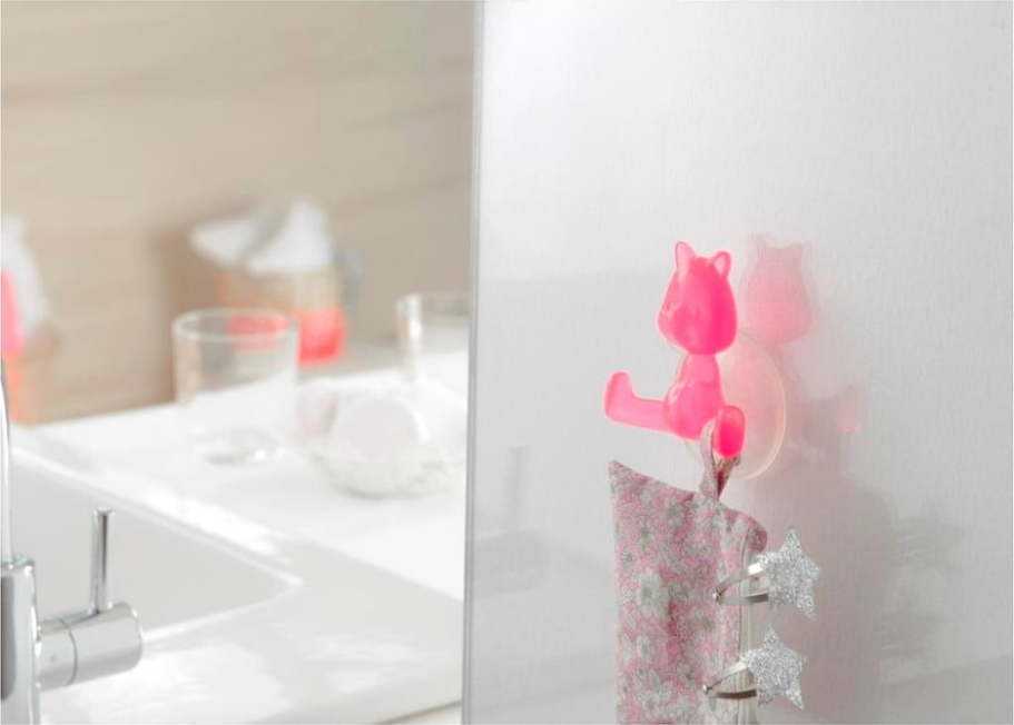 Růžový přísavný háček ve tvaru kočičky Compactor Compactor