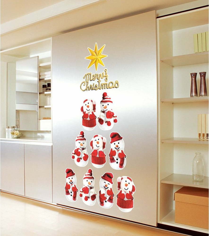 Sada 11 vánočních samolepek Ambiance Snowmen Ambiance