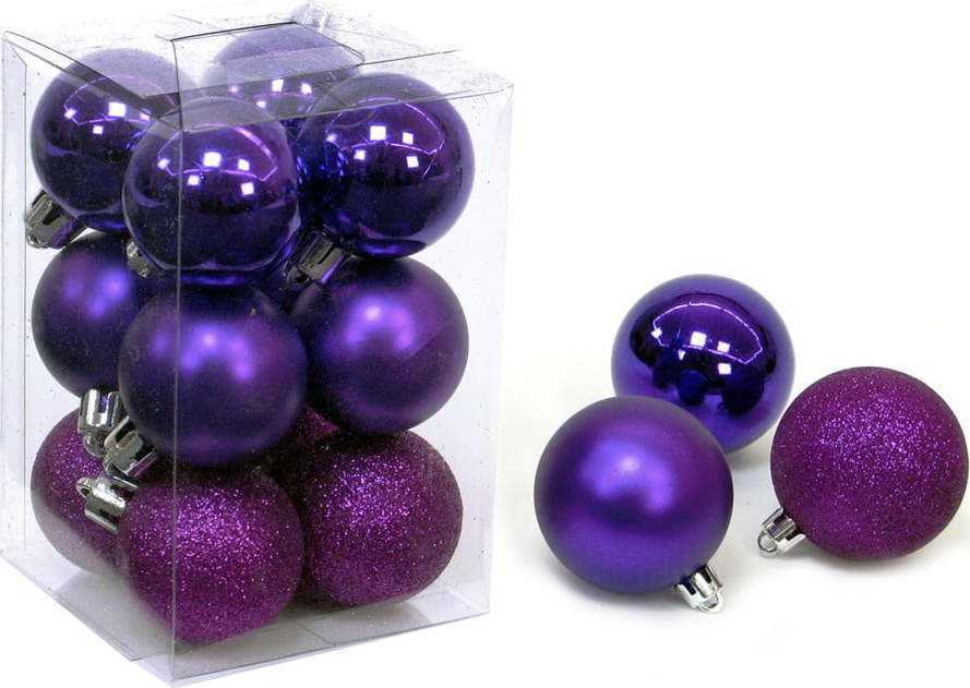 Sada 12 fialových vánočních ozdob Unimasa Navidad