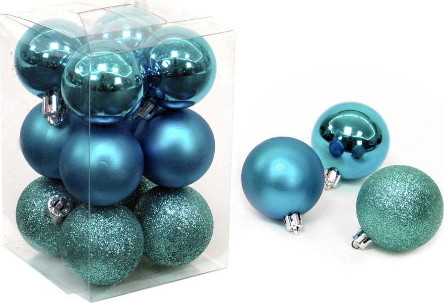 Sada 12 tyrkysových vánočních ozdob Unimasa Navidad