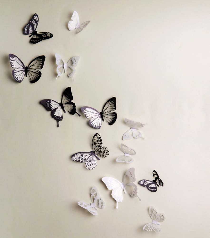 Sada 18 adhezivních 3D samolepek Ambiance Butterflies Chic Ambiance