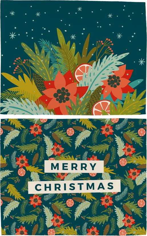 Sada 2 bavlněných prostírání s vánočním motivem Butter Kings Happy Merry