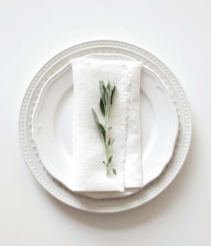 Sada 2 bílých lněných ubrousků Linen Tales Classic
