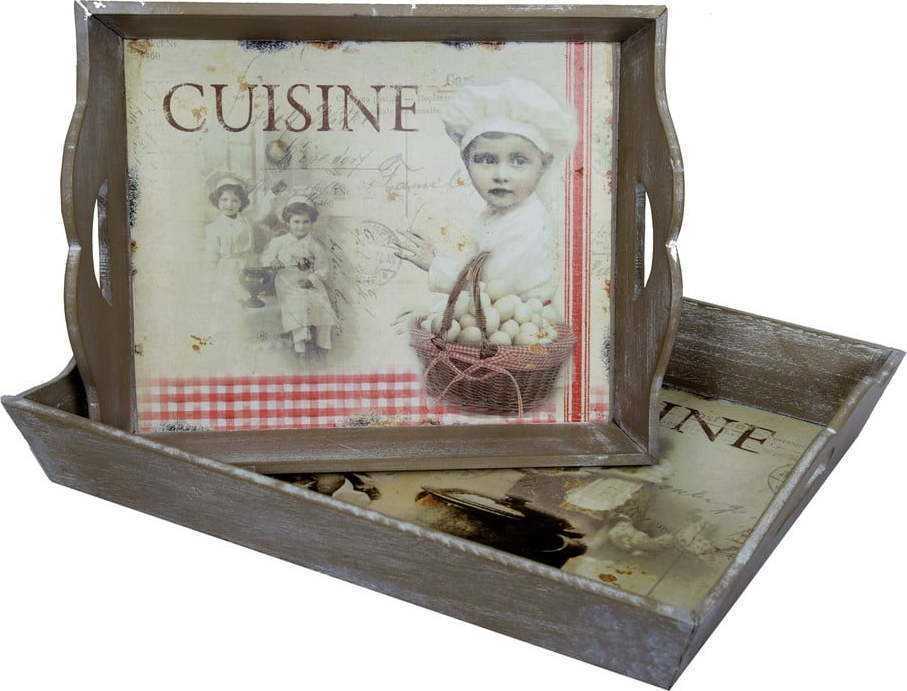 Sada 2 dřevěných podnosů Antic Line Cuisine Antic Line
