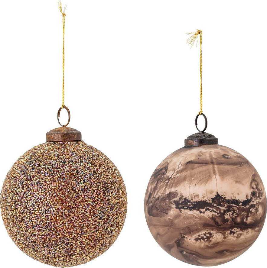 Sada 2 skleněných závěsných vánočních ozdob Bloomingville Loha Bloomingville