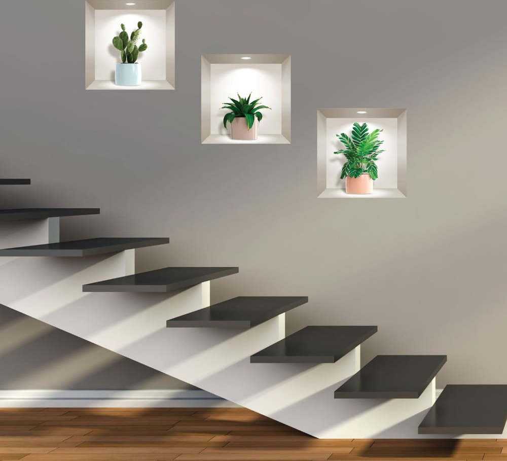 Sada 3 3D samolepek na zeď Ambiance Houseplants Ambiance