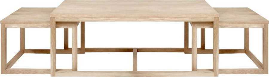 Sada 3 hnědých konferenčních stolků s podnožím z dubového dřeva Actona Cornus Actona