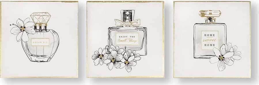 Sada 3 obrazů Graham & Brown Pretty Perfume Bottles