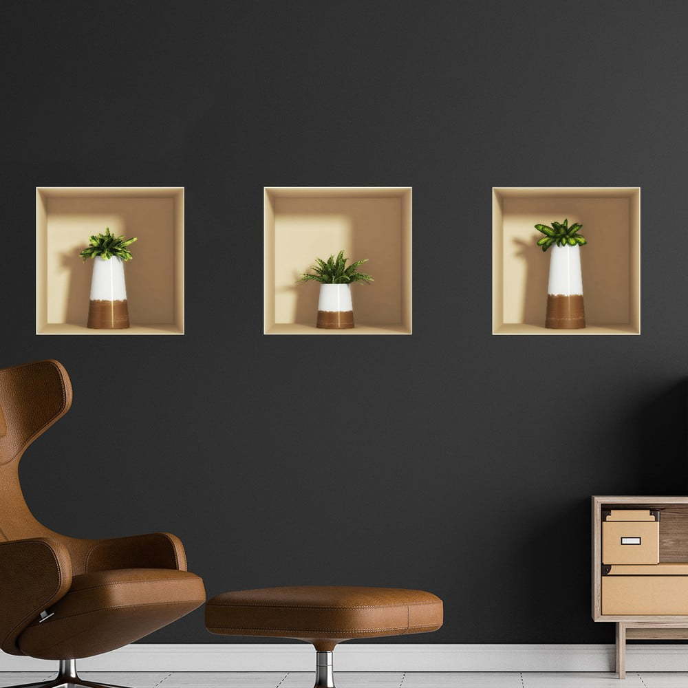 Sada 3 samolepek s 3D efektem Ambiance Alore Vera Ambiance