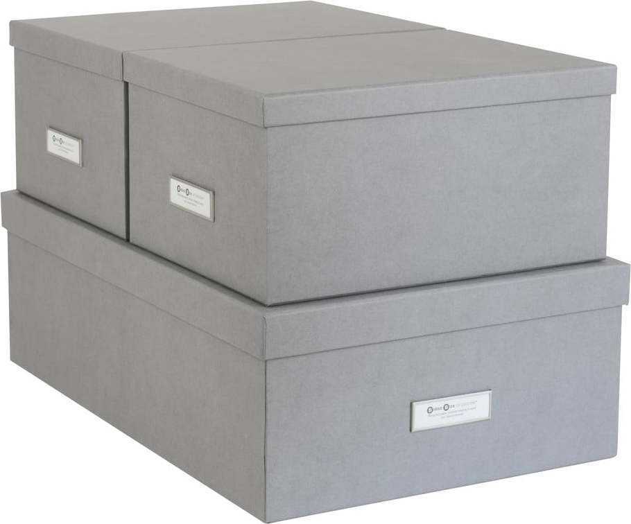 Sada 3 šedých úložných krabic Bigso Box of Sweden Inge Bigso Box of Sweden
