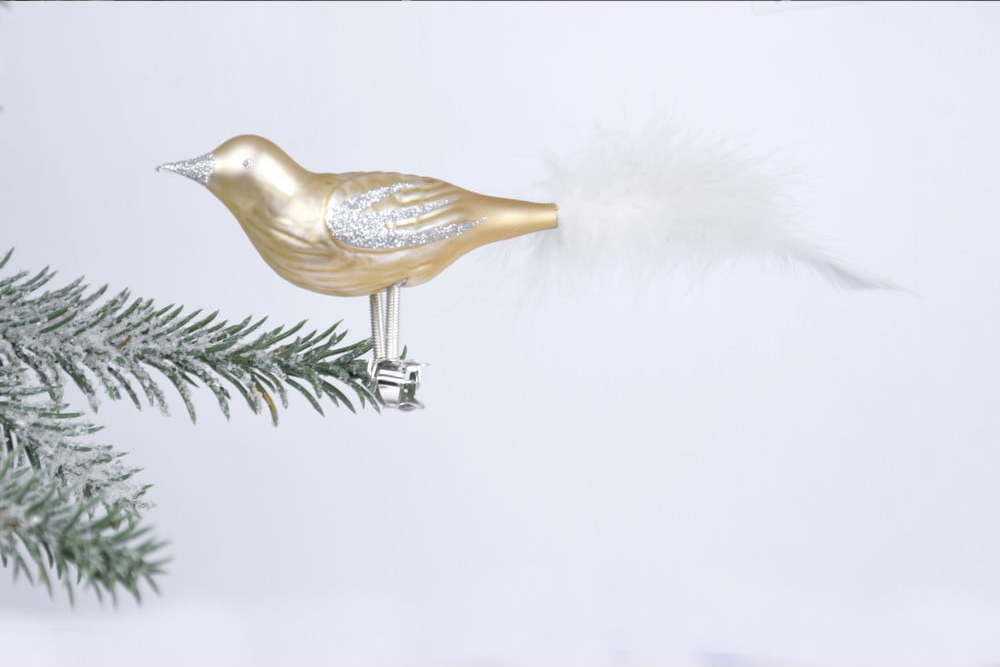 Sada 3 skleněných vánočních ozdob ve tvaru ptáčka ve zlaté barvě Ego Dekor Ego Dekor