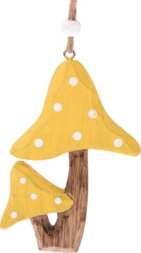 Sada 3 žlutý dřevěných závěsných dekorací Dakls Mushrooms Dakls