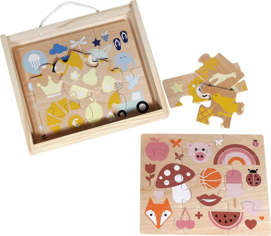 Sada 4 dřevěných puzzlí Kindsgut Colours KINDSGUT