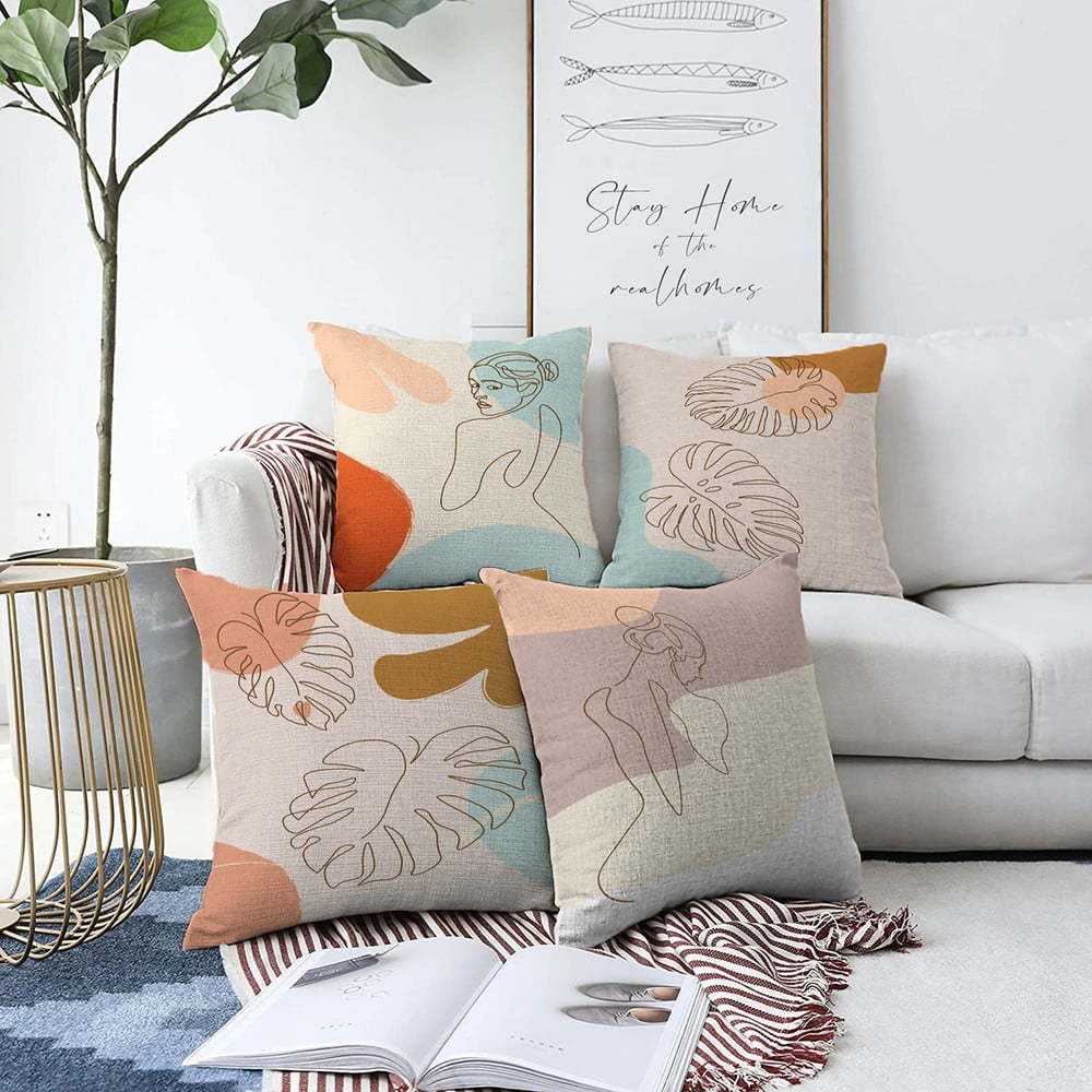 Sada 4 povlaků na polštáře Minimalist Cushion Covers Feminine