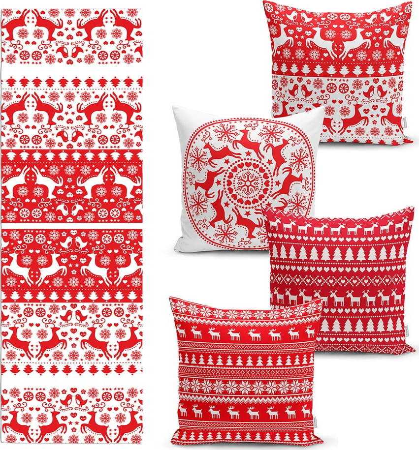 Sada 4 vánočních povlaků na polštář a běhounu na stůl Minimalist Cushion Covers Christmas Minimalist Cushion Covers