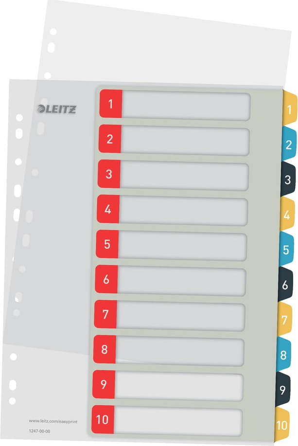 Sada 5 numerických rejstříků s 10 štítky Leitz