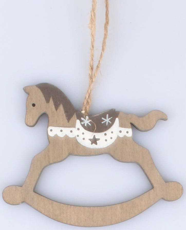 Sada 5 závěsných dřevěných dekorací ve tvaru houpacího koně Dakls Dakls