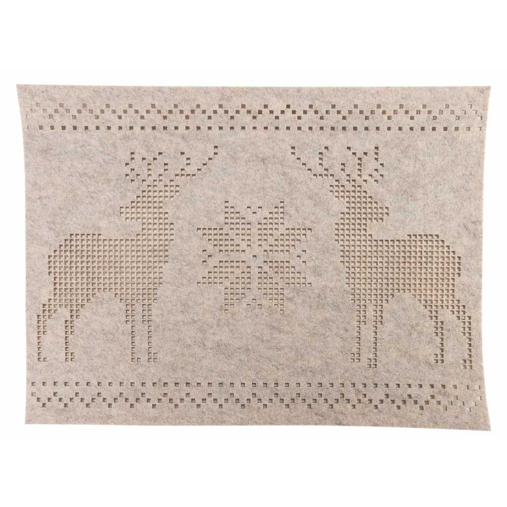 Sada 6 béžových plstěných vánočních prostírání Villa d'Este Renna