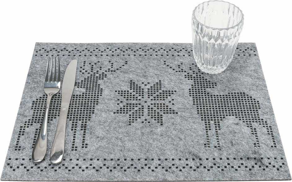 Sada 6 šedých plstěných vánočních prostírání Villa d'Este Renna