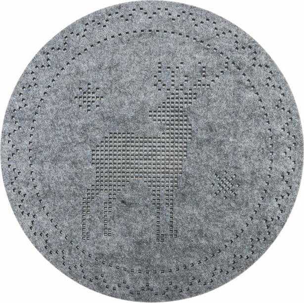 Sada 6 šedých plstěných vánočních prostírání Villa d'Este Renna