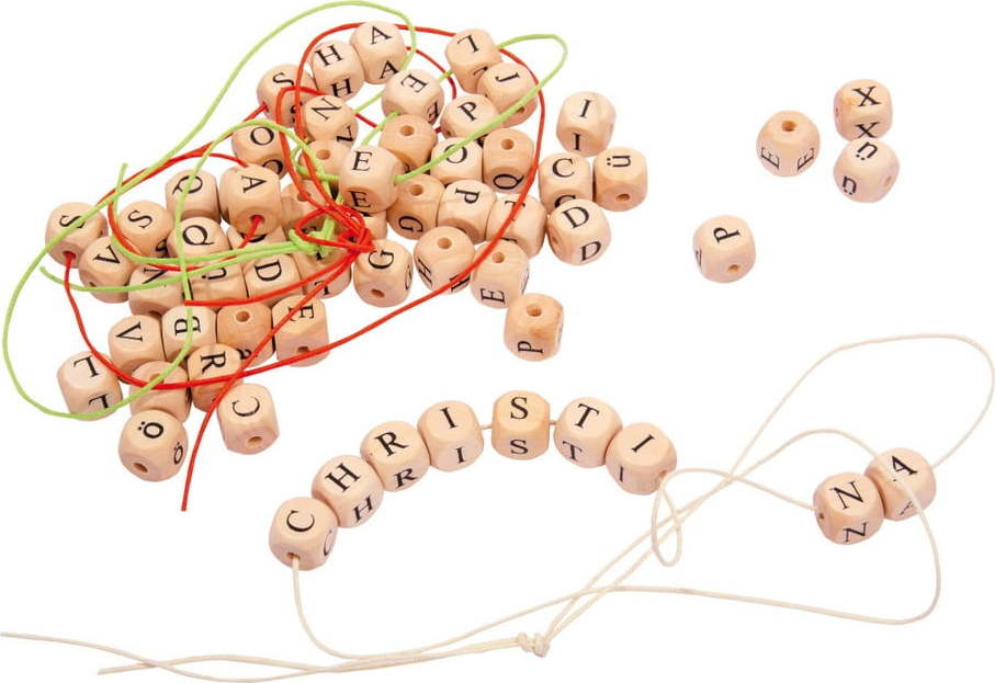 Sada dřevěných korálků k navlékání Legler Letter Chains Legler