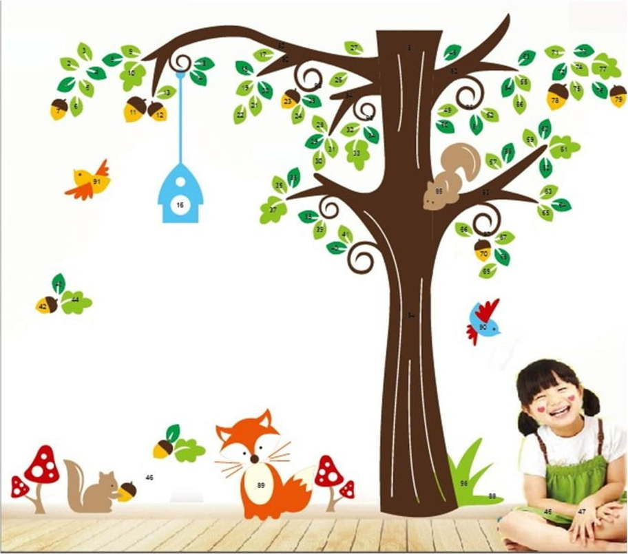 Sada nástěnných dětských samolepek Ambiance Nut Tree And Fox Ambiance