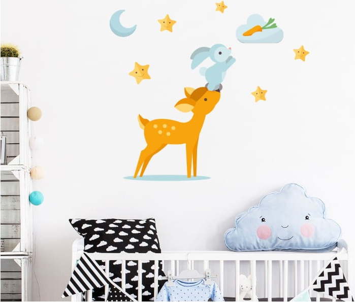 Sada nástěnných dětských samolepek Ambiance Scandinavian Animals Rabbit and Fawn Ambiance