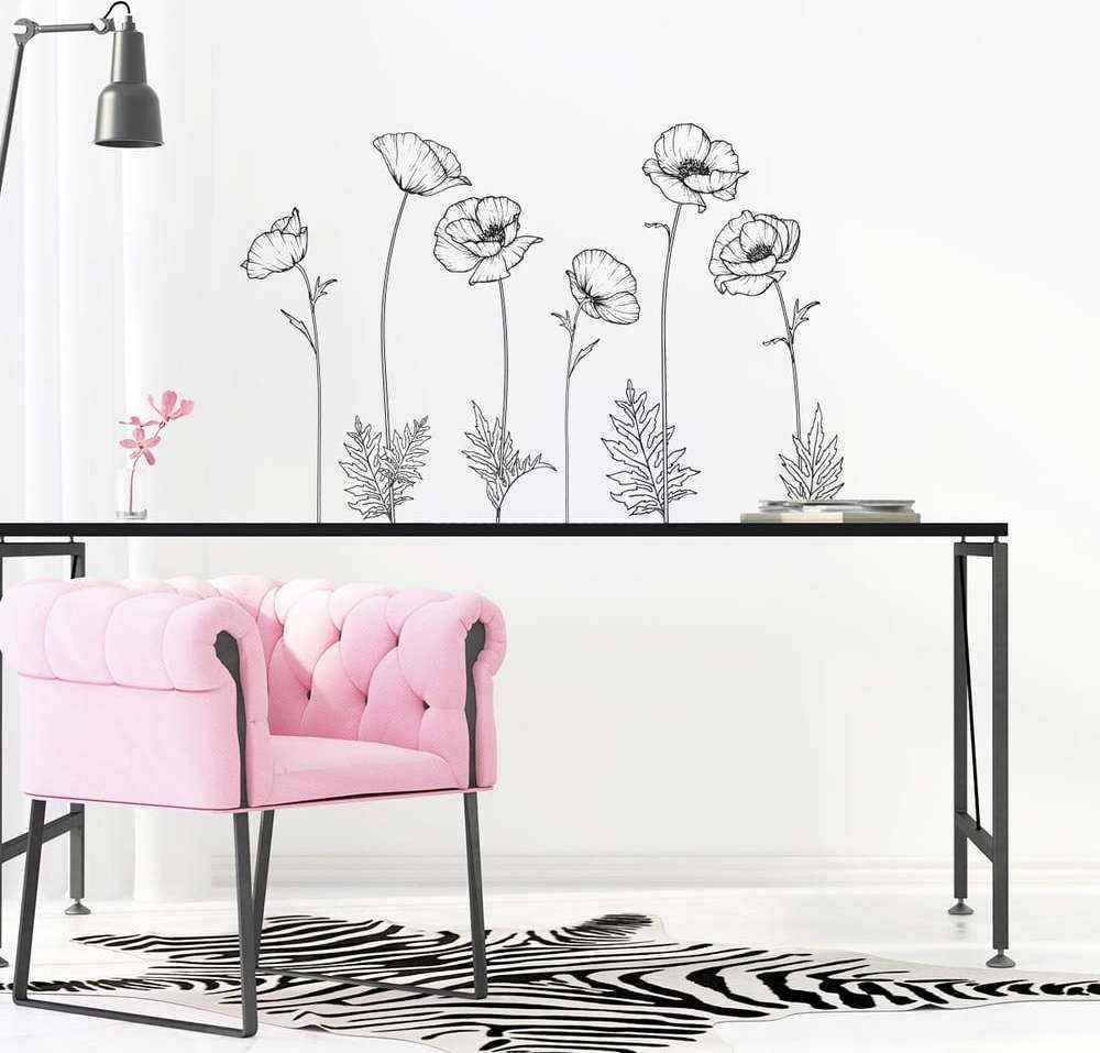 Sada samolepek na zeď Ambiance Poppies Ambiance