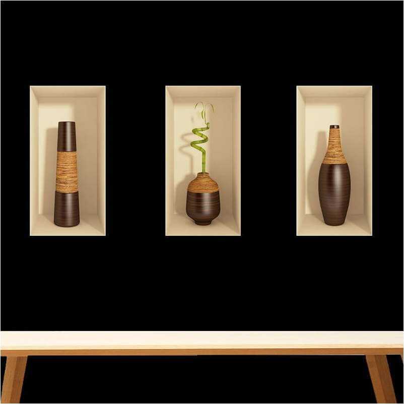 Sada tří 3D samolepek Ambiance Bamboo Ambiance