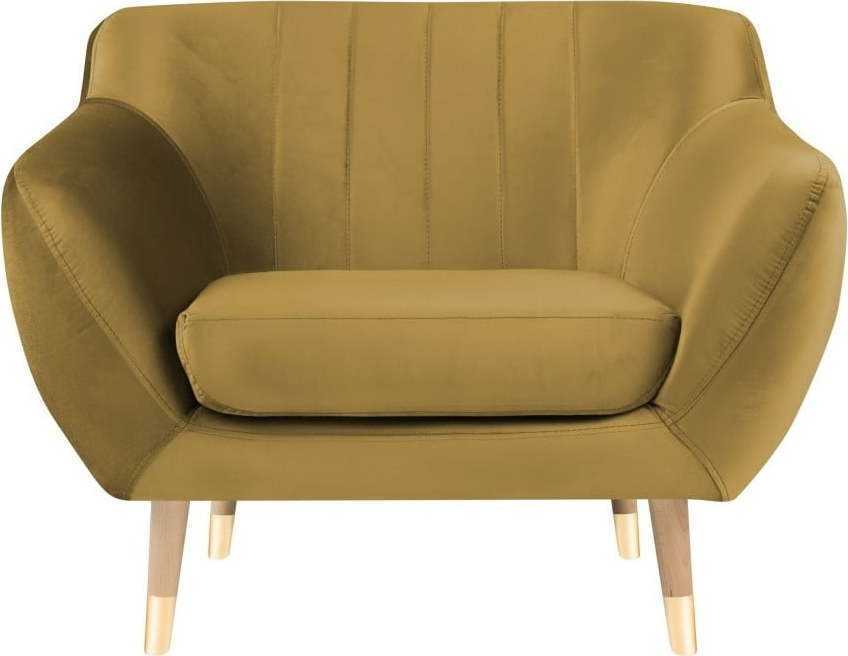 Sametové křeslo ve zlaté barvě Mazzini Sofas Benito Mazzini Sofas
