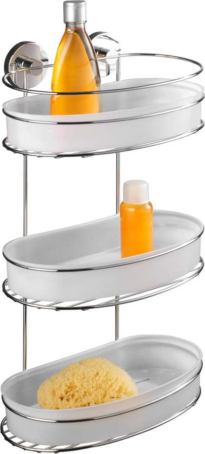 Samodržící třípatrová polička s miskami Wenko Vacuum-Loc Milazzo