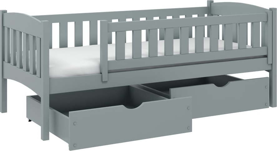 Šedá dětská postel s úložným prostorem 80x180 cm Gucio - Lano Meble Lano Meble