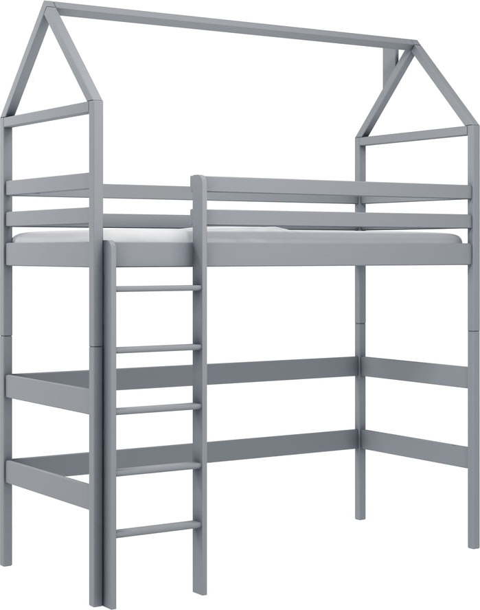 Šedá domečková/vyvýšená dětská postel 80x180 cm Gloria - Lano Meble Lano Meble