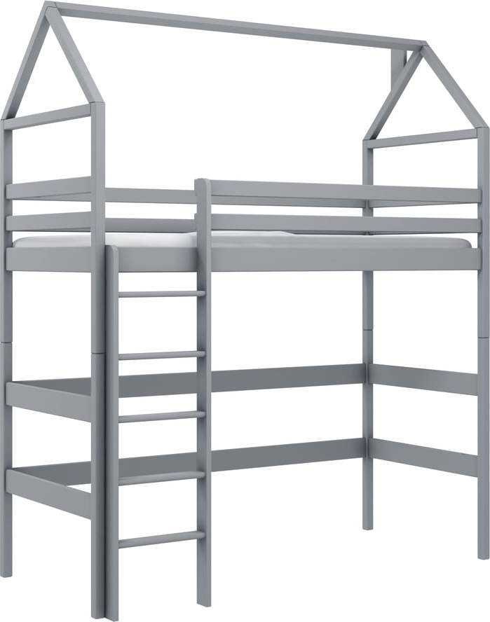 Šedá domečková/vyvýšená dětská postel 80x200 cm Gloria - Lano Meble Lano Meble