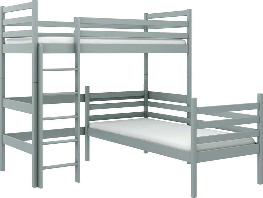 Šedá patrová dětská postel 80x160 cm Double - Lano Meble Lano Meble