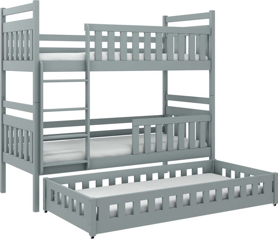 Šedá patrová dětská postel 80x180 cm Oliwia - Lano Meble Lano Meble