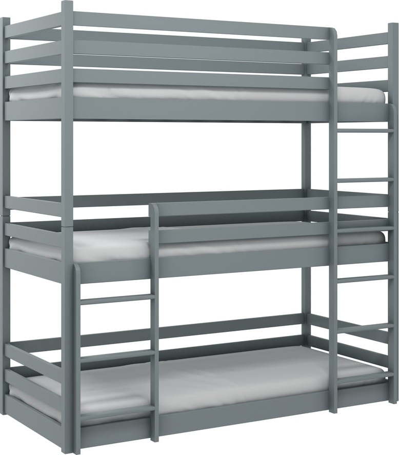 Šedá patrová dětská postel 80x180 cm Ted - Lano Meble Lano Meble