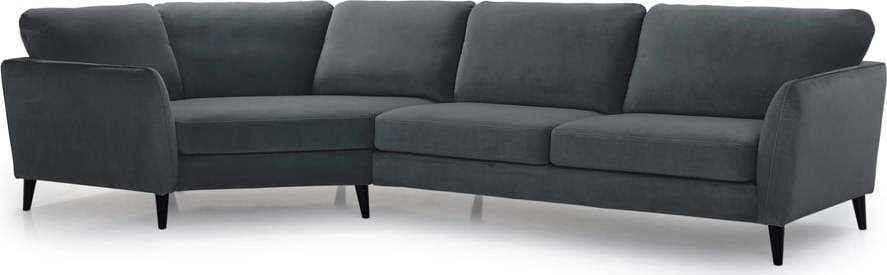 Šedá sametová rohová pohovka Scandic Bridge