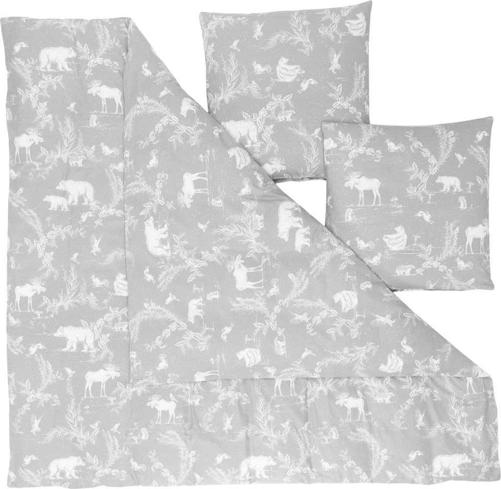 Šedé flanelové povlečení na dvoulůžko Westwing Collection