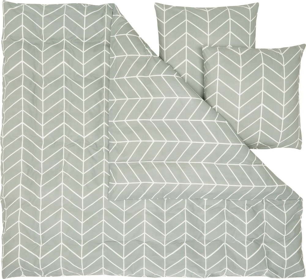 Šedé flanelové povlečení na dvoulůžko Westwing Collection Yule