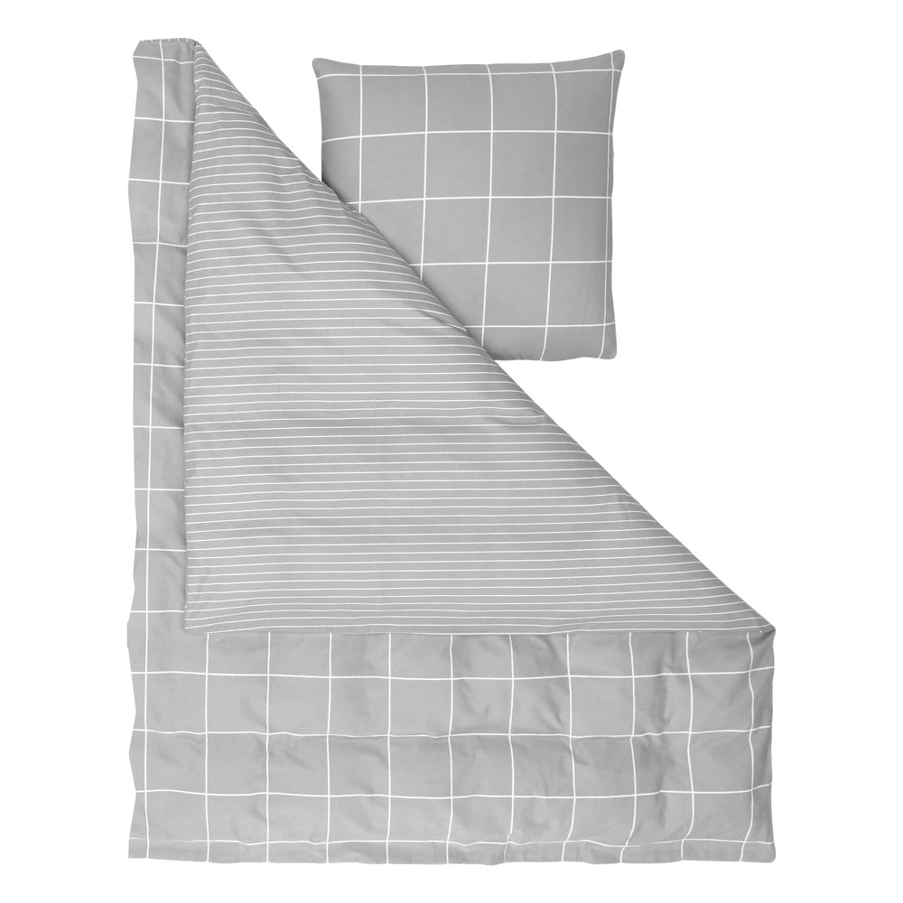 Šedé flanelové povlečení na jednolůžko Westwing Collection Noelle