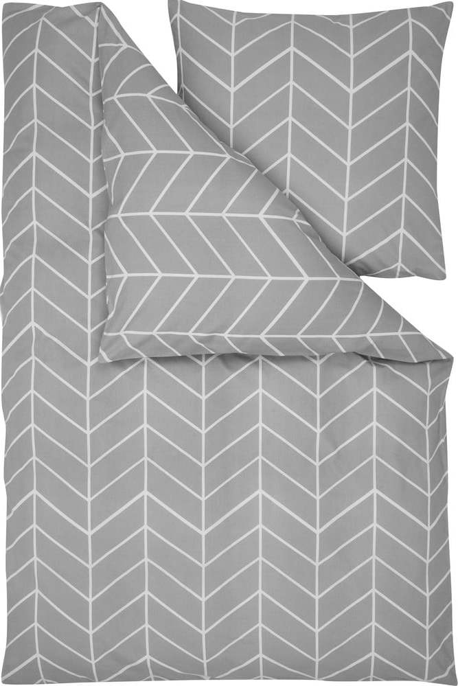 Šedé flanelové povlečení na jednolůžko Westwing Collection Yule