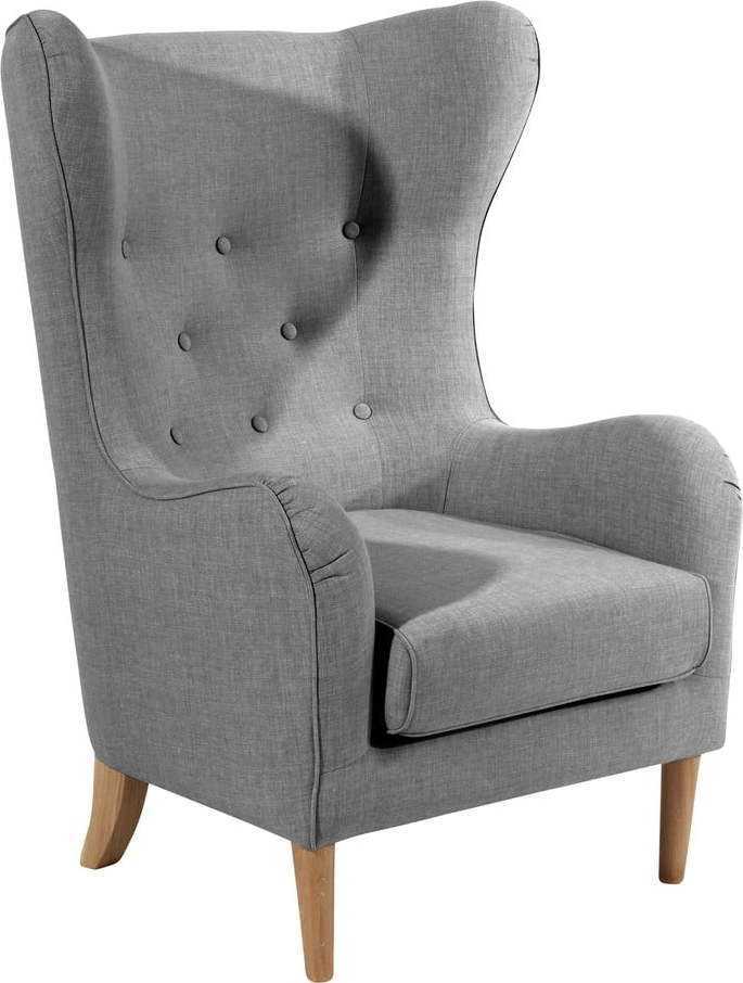 Šedé křeslo ušák Max Winzer Miriam Linen Max Winzer