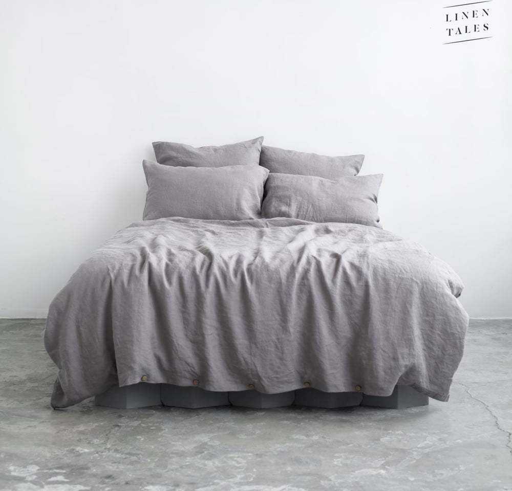 Šedé lněné povlečení 200x200 cm - Linen Tales Linen Tales