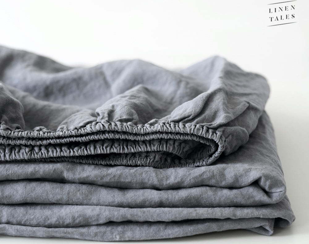 Šedé lněné prostěradlo 200x160 cm - Linen Tales Linen Tales