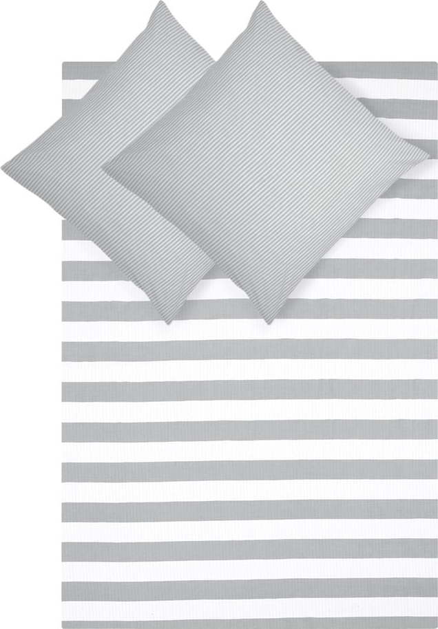 Šedé povlečení na dvoulůžko z ranforce bavlny Kjana