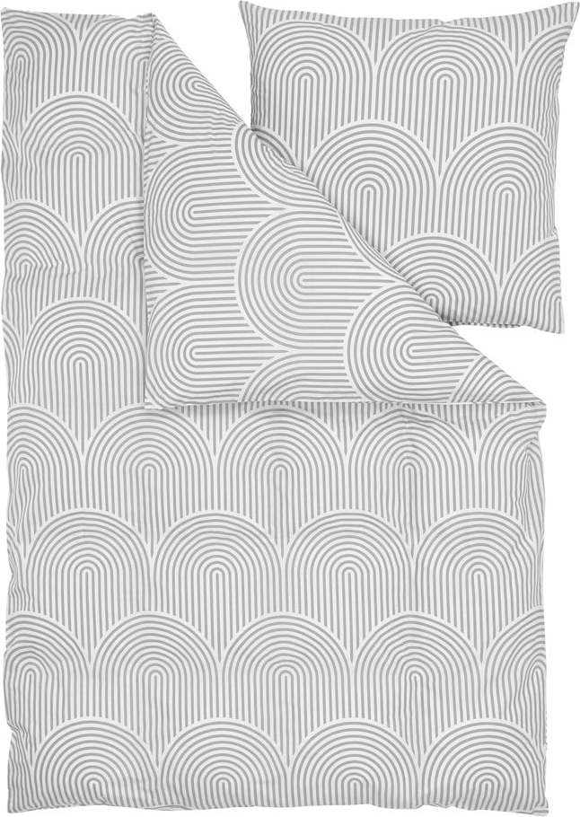 Šedé povlečení na dvoulůžko z ranforce bavlny Westwing Collection Arcs