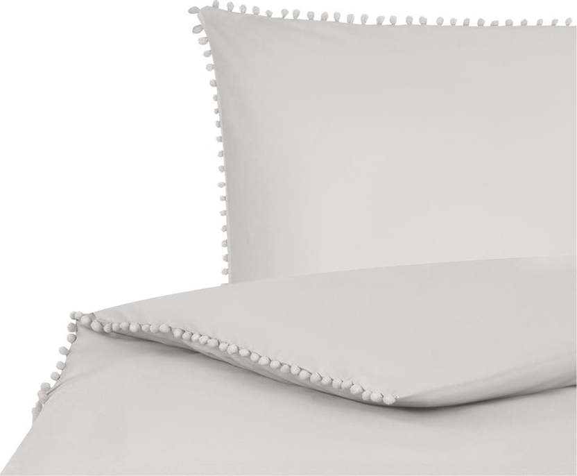 Šedé povlečení na jednolůžko z bavlněného perkálu Westwing Collection