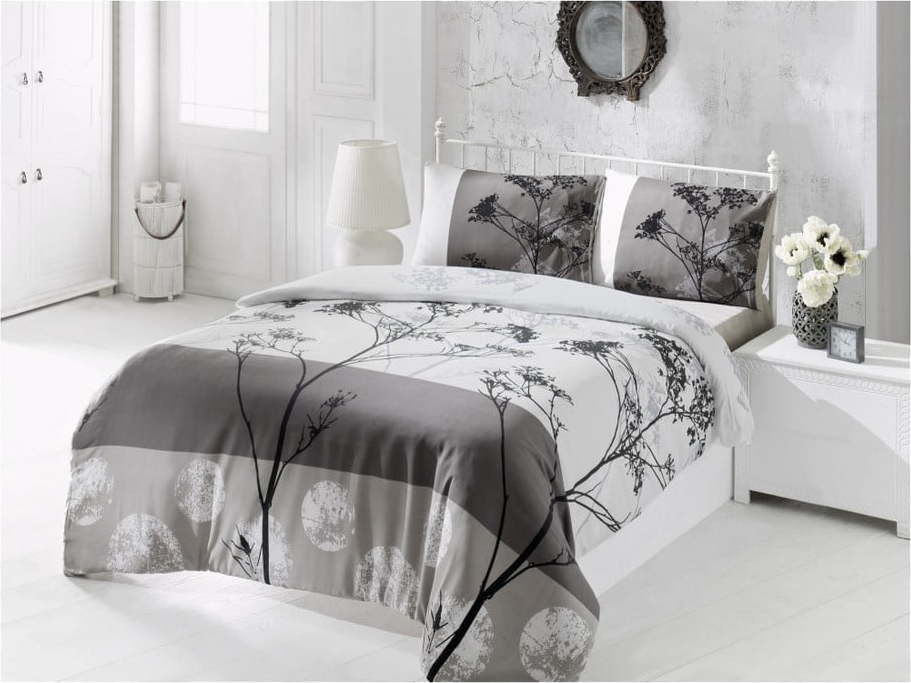 Šedé povlečení s příměsí bavlny na jednolůžko Blezza V2