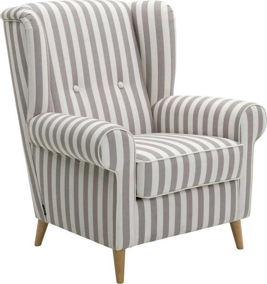 Šedo-bílé křeslo ušák Max Winzer Anton Max Winzer